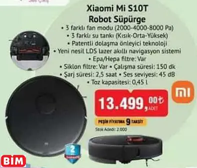 XİAOMİ XİAOMİ Mİ S10T ROBOT SÜPÜRGE